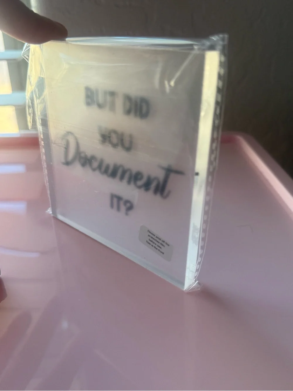 Funny “But Did You Document It?” Acrylic Desk Sign w/ Gift Box
